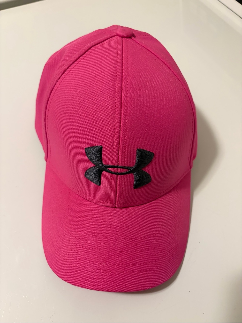 Under Armour Girls' Bright Pink Baseball Cap with Black Logo